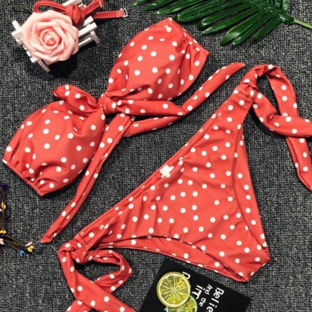 ‘Ella’ Rust Polka Dot Bandeau Bikini - Picture 4 of 5